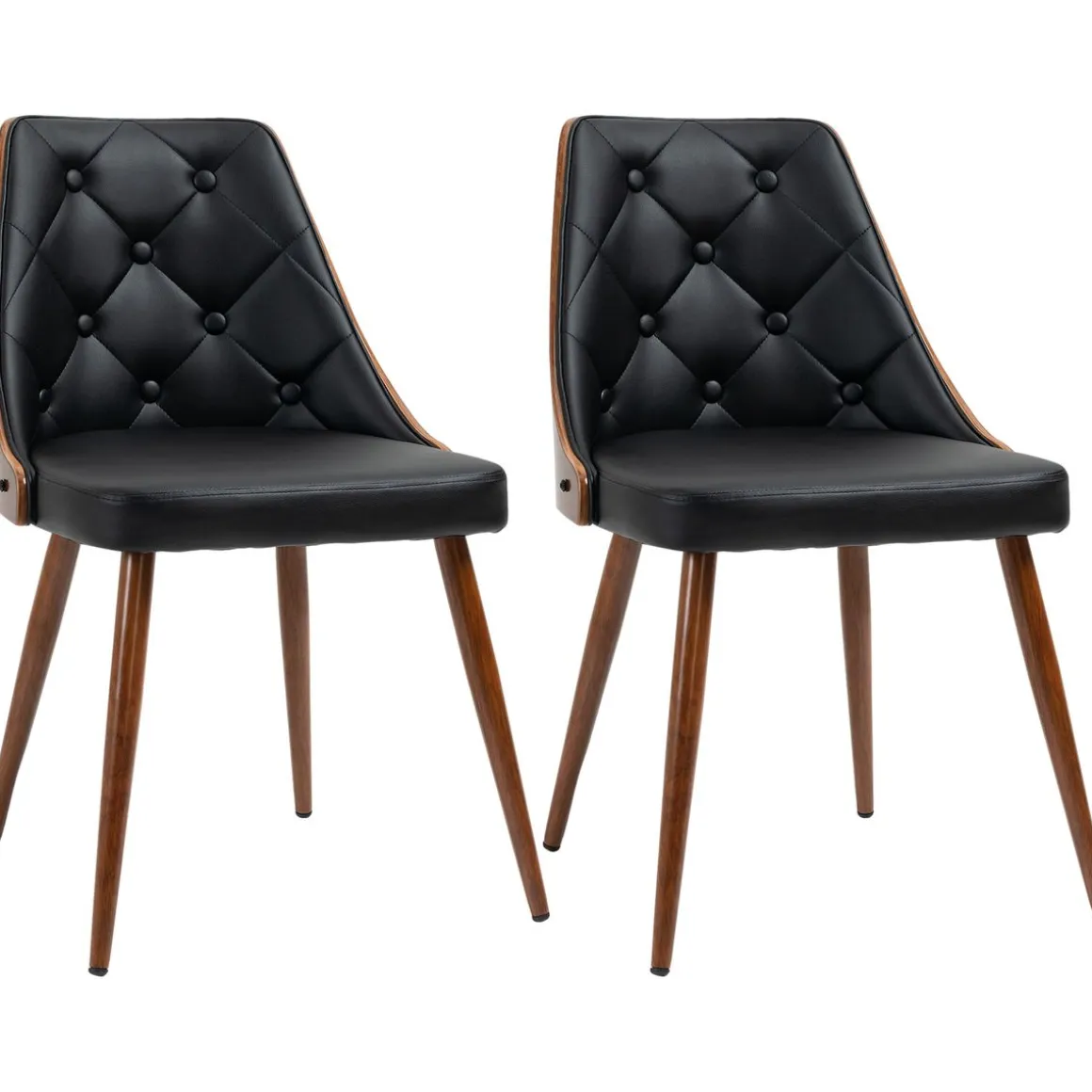 Pack de 2 sillas de comedor Mel Homcom cuero sintético negro