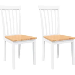 Pack de 2 sillas de comedor Elisa madera maciza blanco/natural