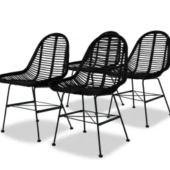 Pack de 4 sillas de comedor Cairo ratán negro 84x49x56 cm