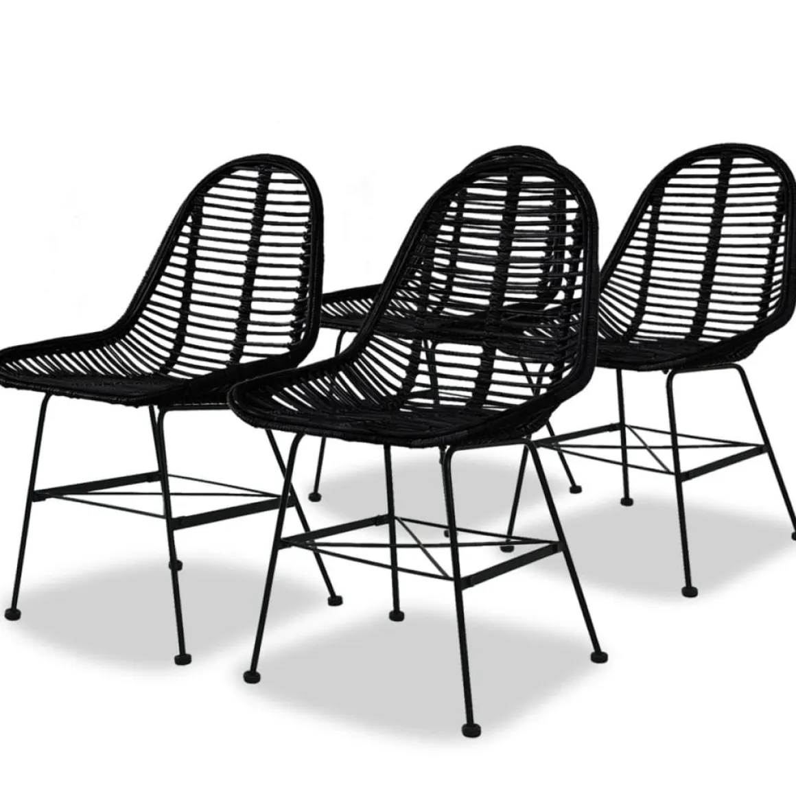 Pack de 4 sillas de comedor Cairo ratán negro 84x49x56 cm