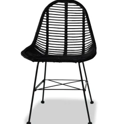 Pack de 4 sillas de comedor Cairo ratán negro 84x49x56 cm