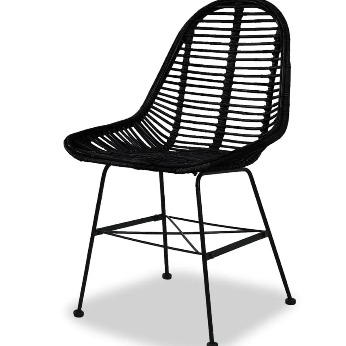 Pack de 4 sillas de comedor Cairo ratán negro 84x49x56 cm