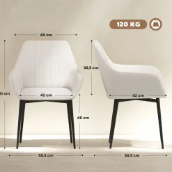 Pack de 2 sillas de comedor Ali Homcom blanco 81x59,5x56,5 cm