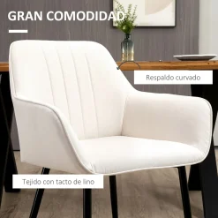 Pack de 2 sillas de comedor Ali Homcom blanco 81x59,5x56,5 cm