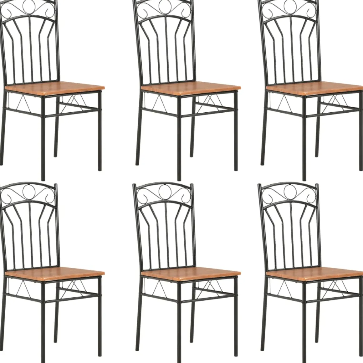 Pack de 6 sillas de comedor Malbork diseño retro natural/negro