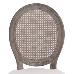 Pack de 4 sillas de comedor Carlos V lino + ratán crema