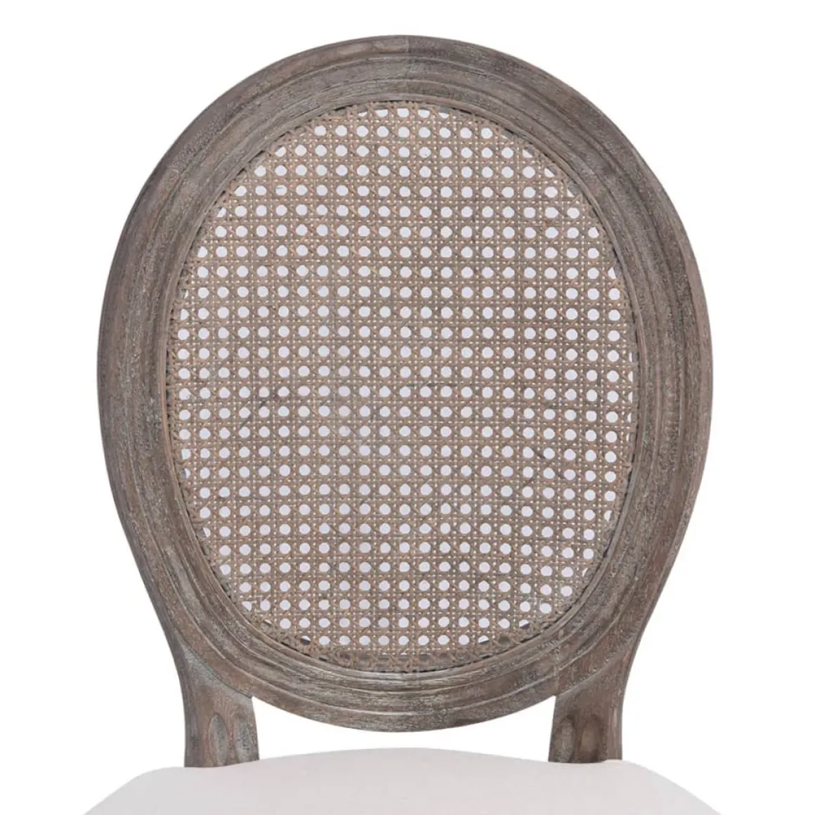 Pack de 4 sillas de comedor Carlos V lino + ratán crema