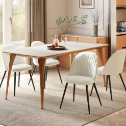 Pack de 4 sillas de comedor Macarena Homcom crema