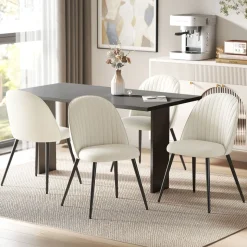 Pack de 4 sillas de comedor Macarena Homcom crema