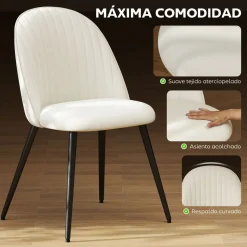 Pack de 4 sillas de comedor Macarena Homcom crema