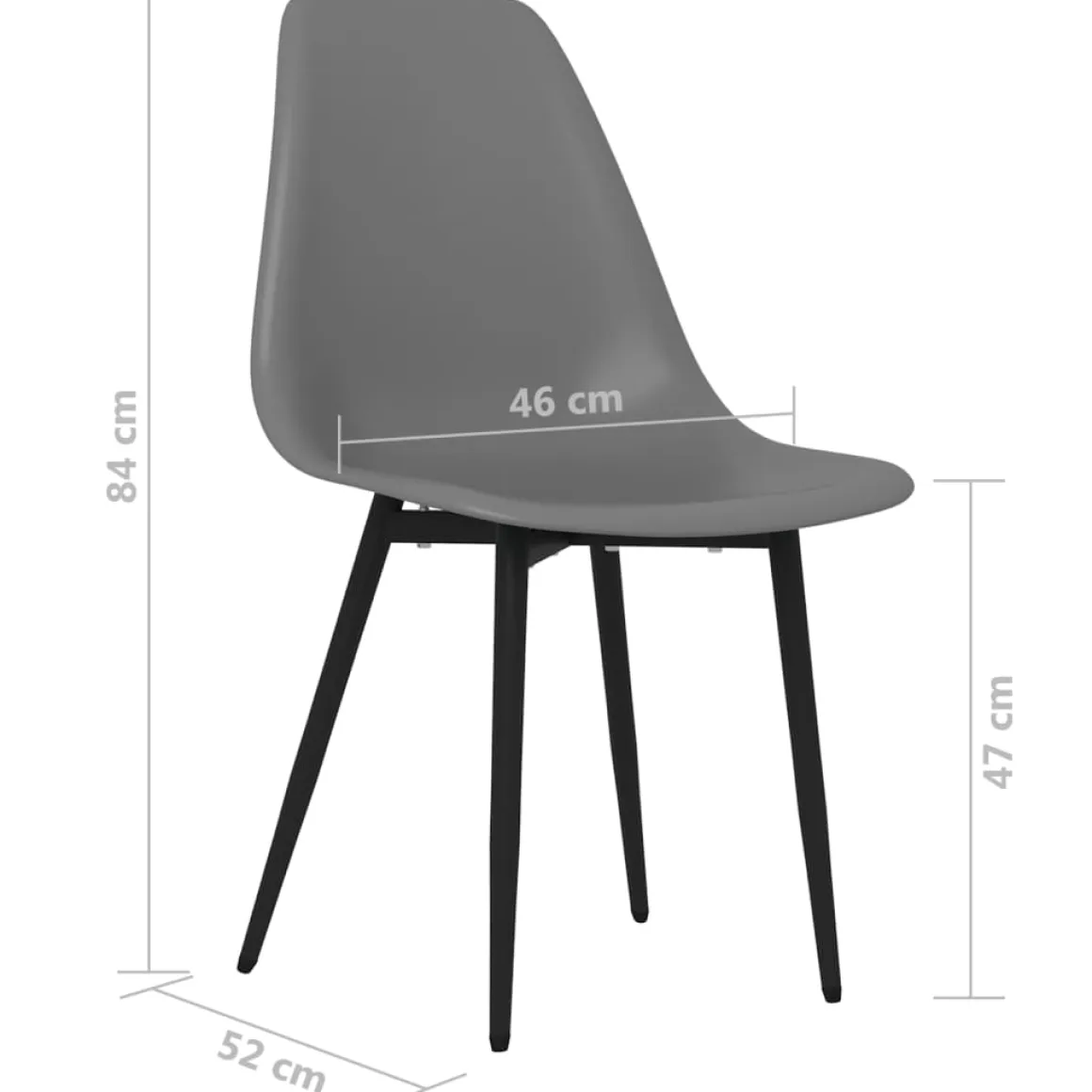 Pack de 2 sillas de comedor Marck patas de metal 84x46x52 cm