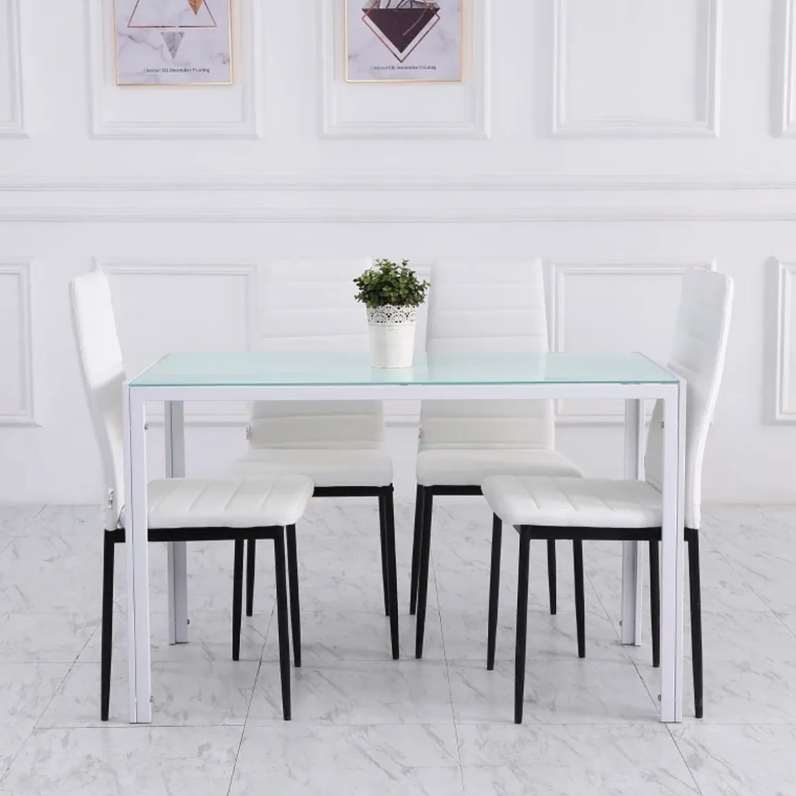 Pack de 4 sillas de comedor Olvera Homcom tapizado lino 97x41x50 cm
