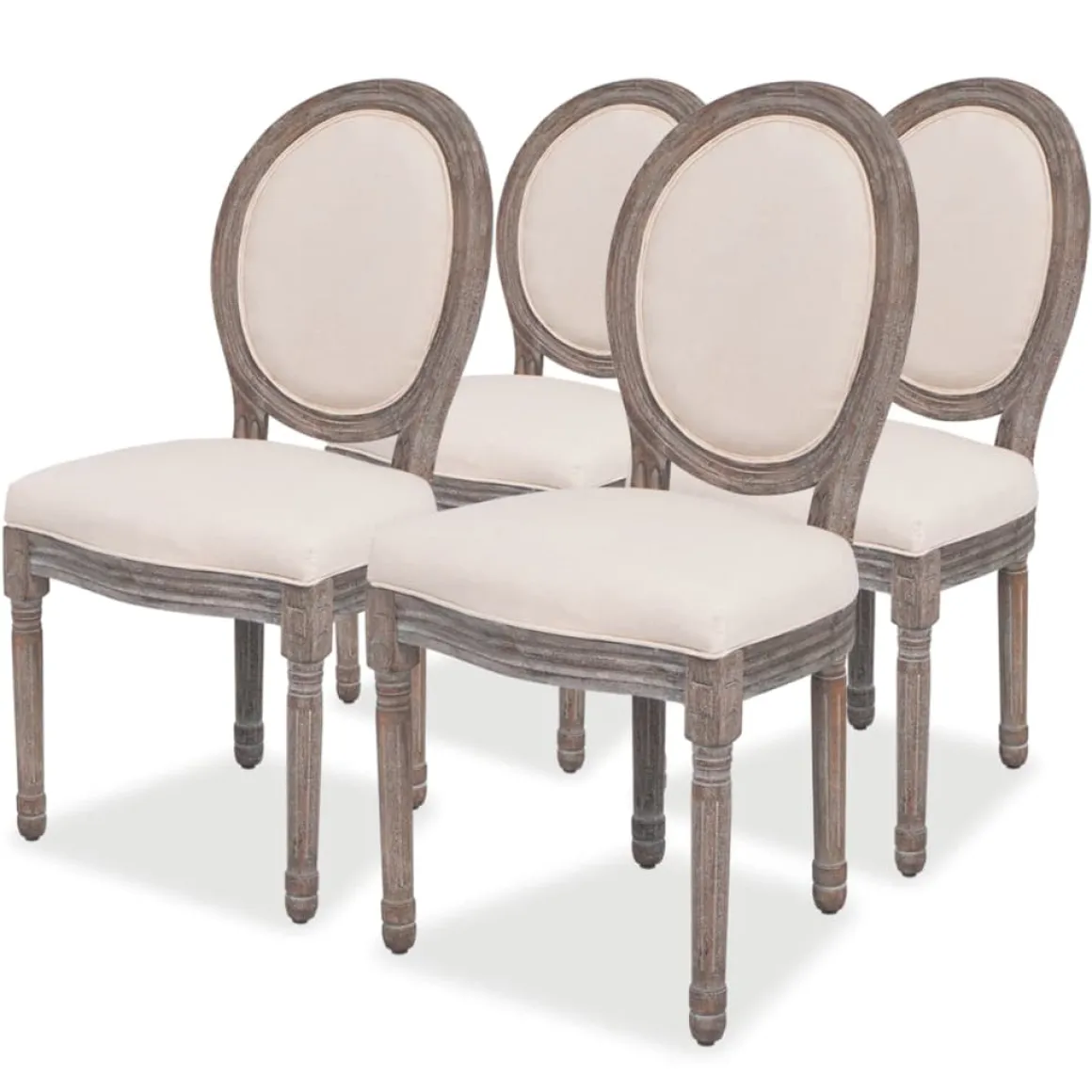 Pack de 4 sillas de comedor Carlos V tapizado en lino crema