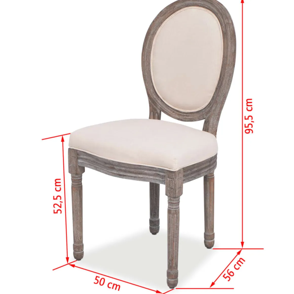 Pack de 4 sillas de comedor Carlos V tapizado en lino crema