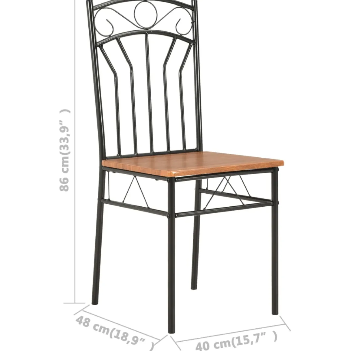 Pack de 2 sillas de comedor Malbork diseño retro natural/negro