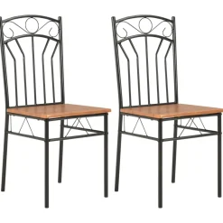 Pack de 2 sillas de comedor Malbork diseño retro natural/negro