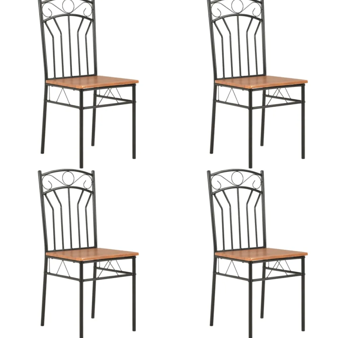 Pack de 4 sillas de comedor Malbork diseño retro natural/negro