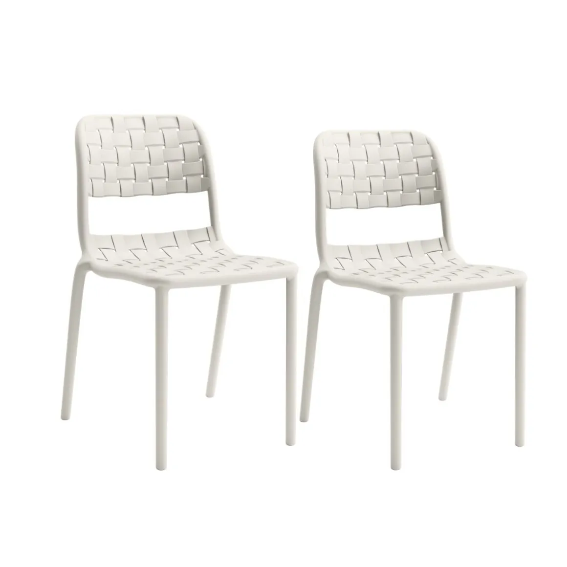 Pack de 2 sillas de exterior Bora apilables con protección UV blanco