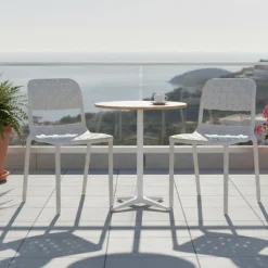 Pack de 2 sillas de exterior Bora apilables con protección UV blanco