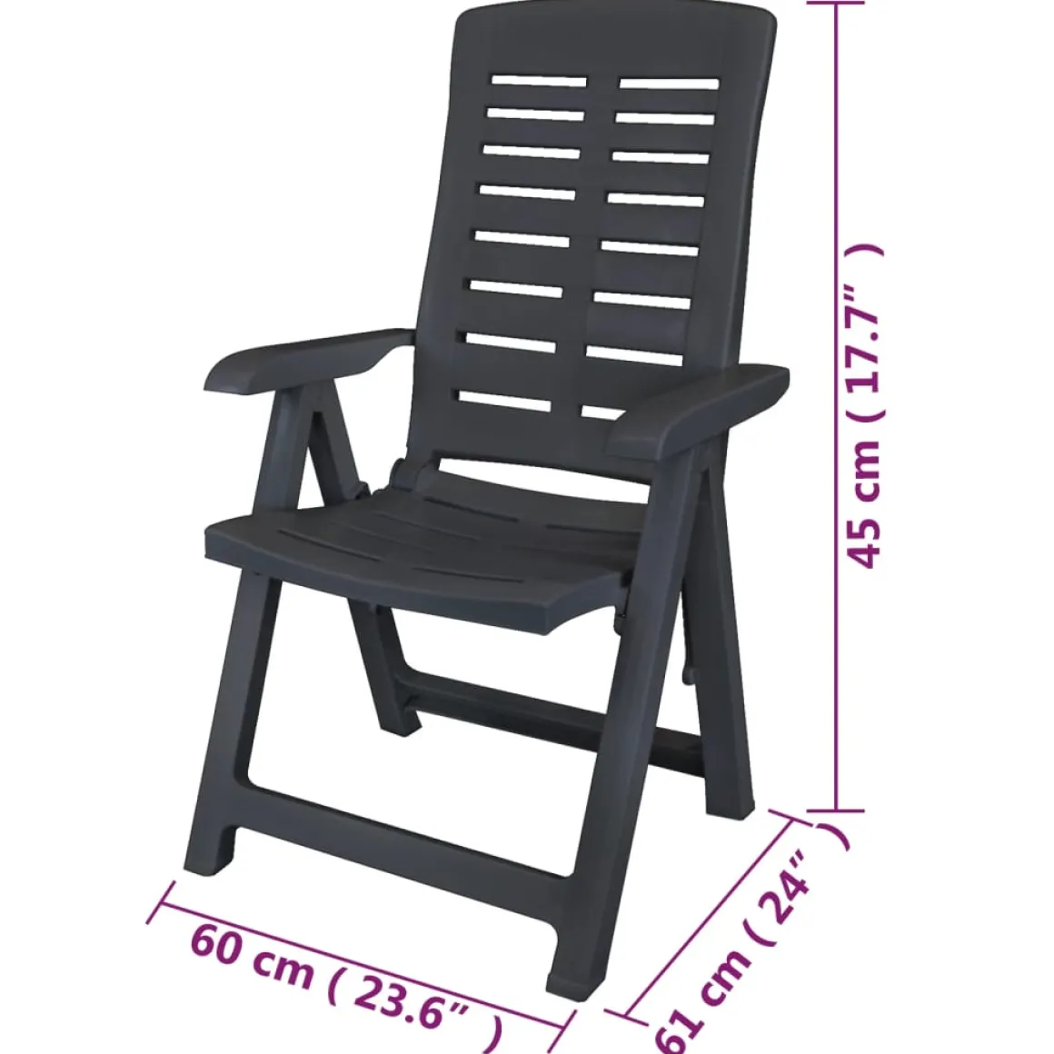 Pack de 6 sillas de exterior Breda reclinables 108x60x61 cm