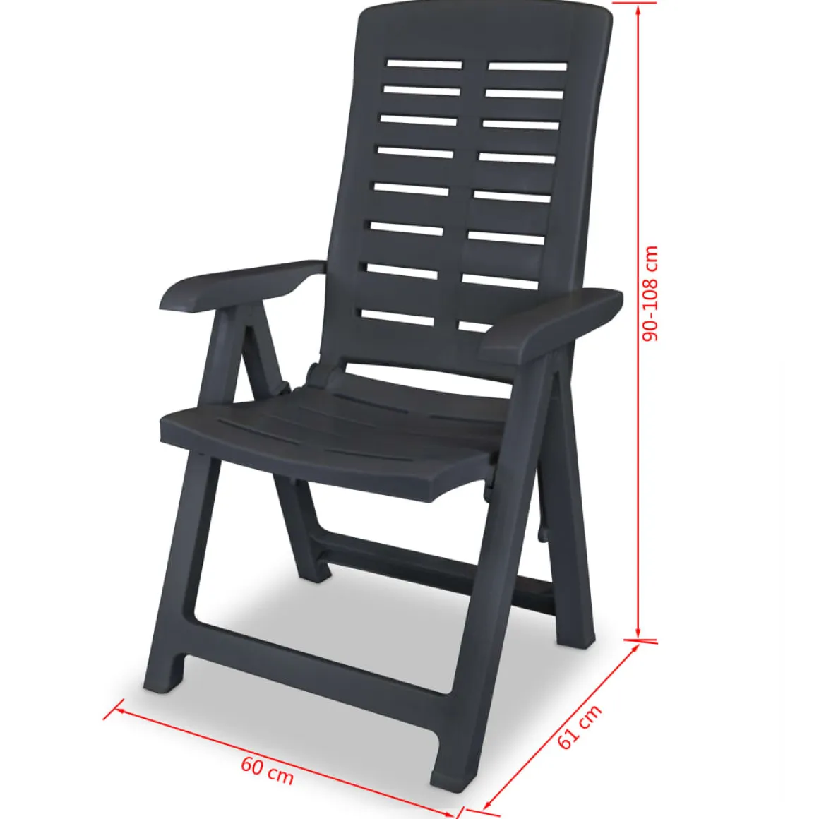 Pack de 4 sillas de exterior Blair respaldo reclinable 108x60x61 cm