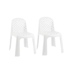 Pack de 2 sillas de exterior Bark apilable con protección anti UV blanco