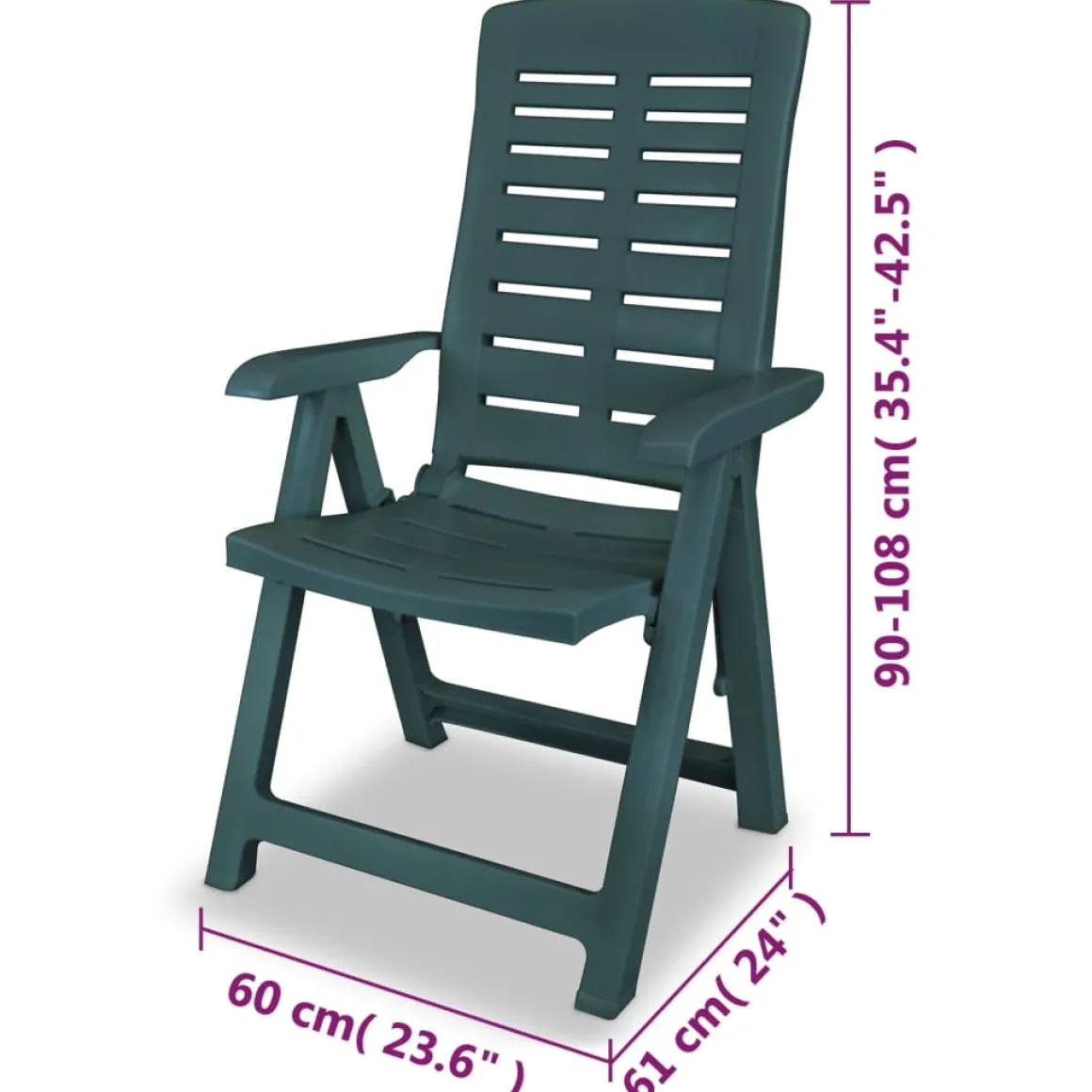 Pack de 4 sillas de exterior Blair respaldo reclinable 108x60x61 cm