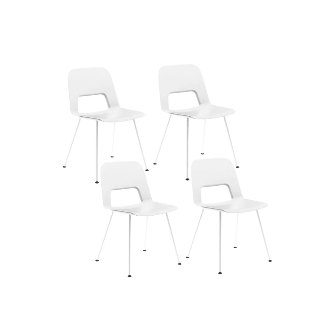 Pack de 4 sillas de exterior Zip apilables con protección UV blanco
