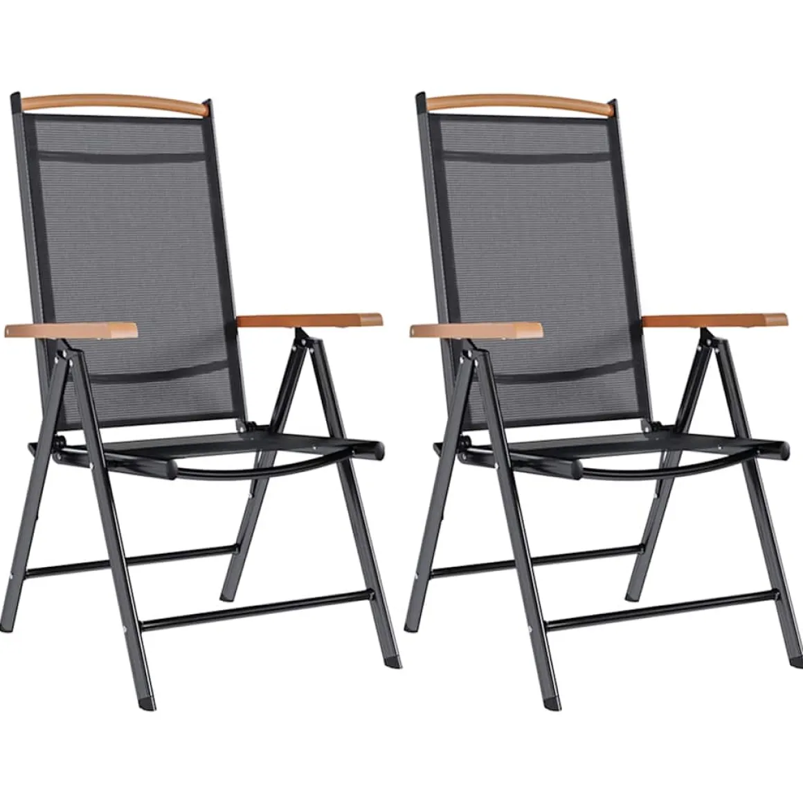 Pack de 2 sillas de jardin Zalea 7 posiciones negro 109x58x65 cm