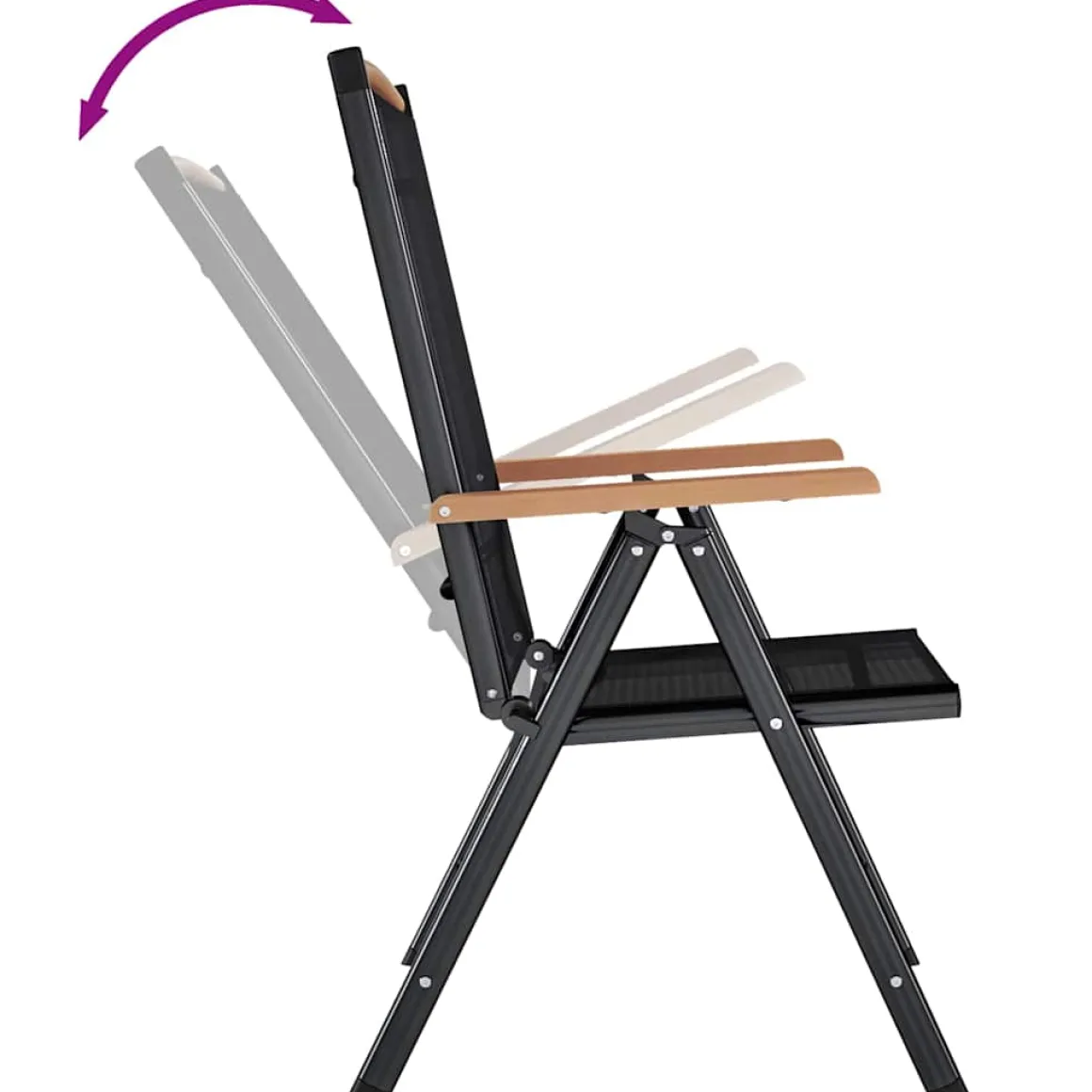 Pack de 2 sillas de jardin Zalea 7 posiciones negro 109x58x65 cm