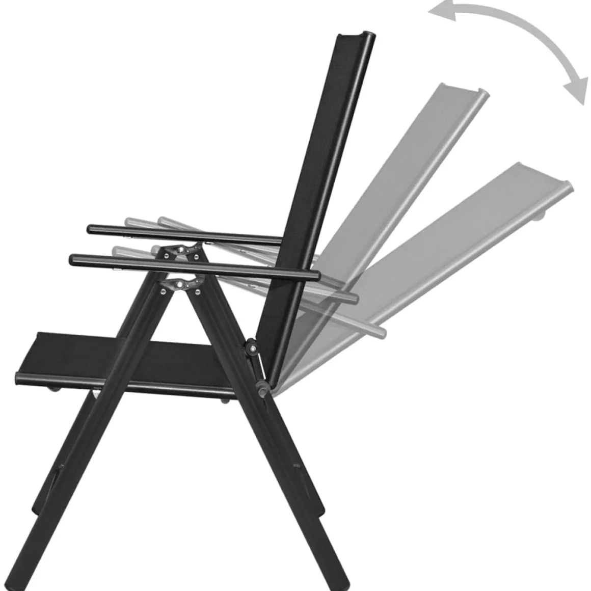 Pack de 2 sillas de jardín Ares plegable 7 posiciones negro 107x54x73 cm
