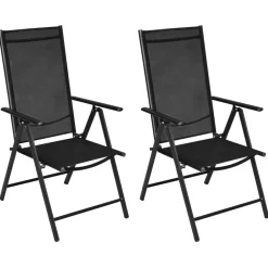 Pack de 2 sillas de jardín Ares plegable 7 posiciones negro 107x54x73 cm