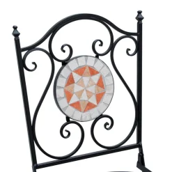 Pack de 2 sillas de jardín Outsunny plegables mosaico negro 92,5x39x50 cm