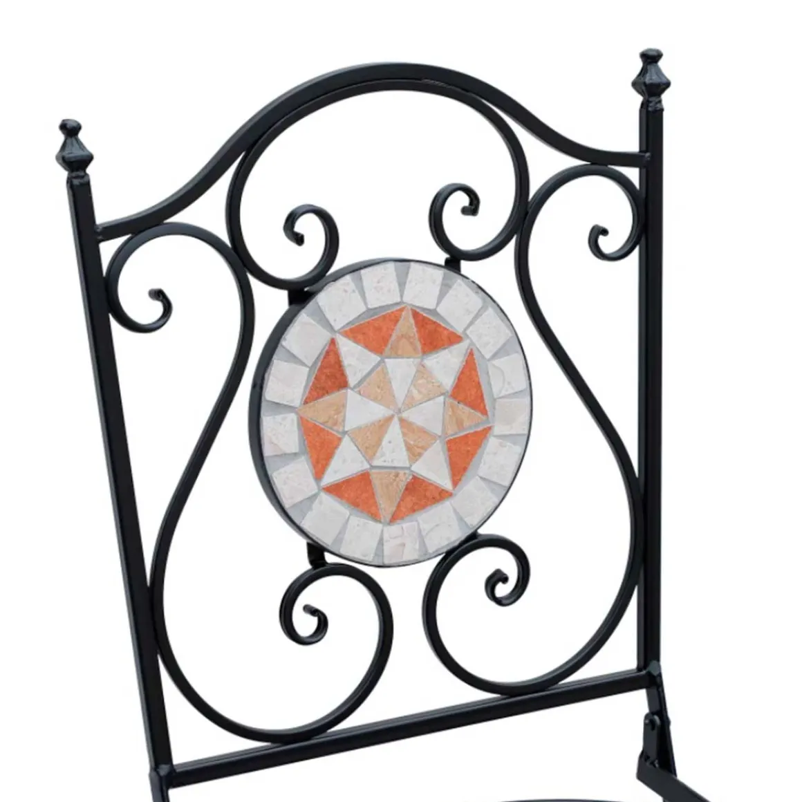 Pack de 2 sillas de jardín Outsunny plegables mosaico negro 92,5x39x50 cm