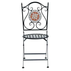 Pack de 2 sillas de jardín Outsunny plegables mosaico negro 92,5x39x50 cm