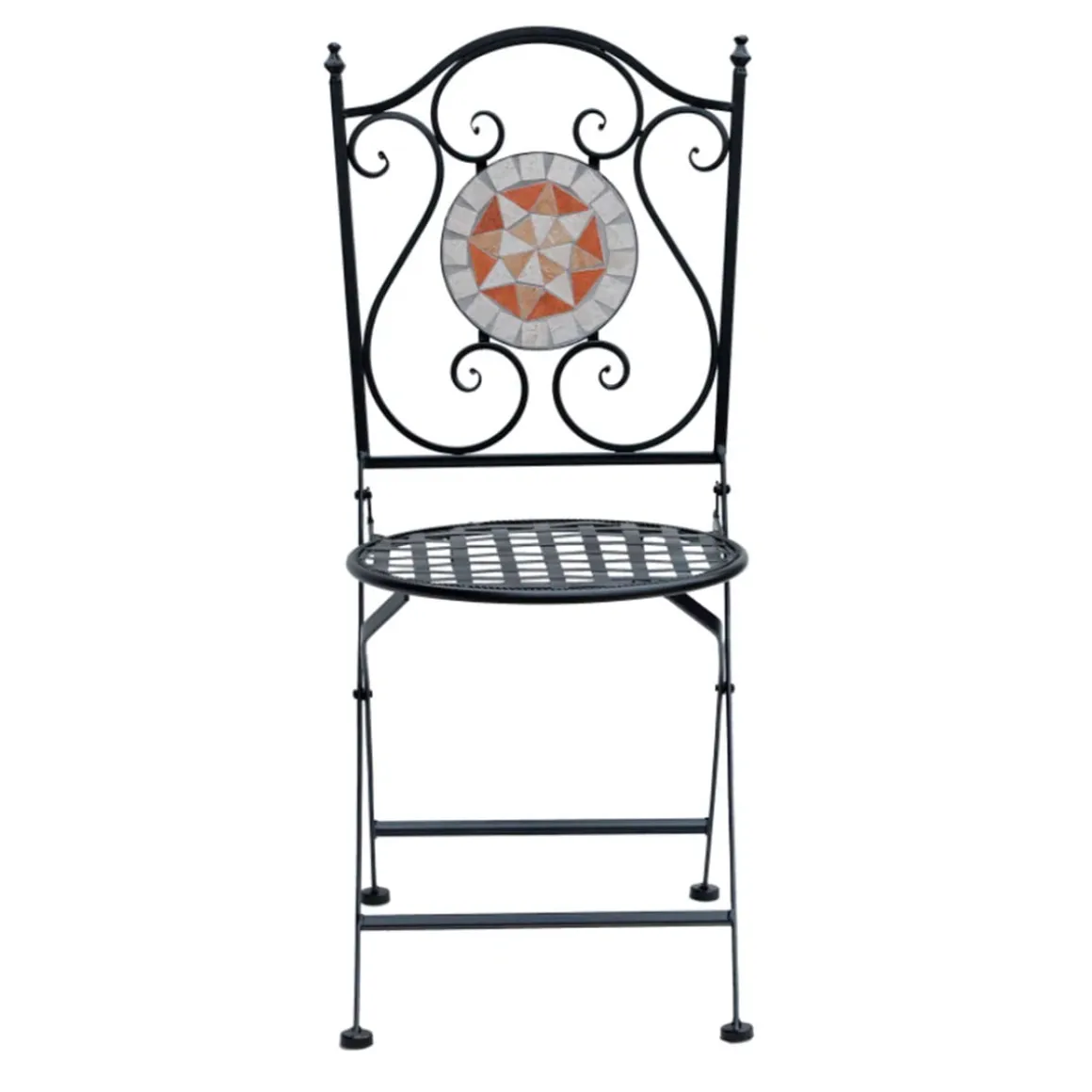 Pack de 2 sillas de jardín Outsunny plegables mosaico negro 92,5x39x50 cm