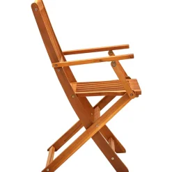 Pack de 2 sillas de jardín plegables madera marrón 91x54x57 cm