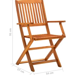 Pack de 2 sillas de jardín plegables madera marrón 91x54x57 cm