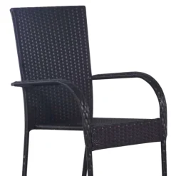 Pack de 4 sillas de terraza ratán antracita 94x48x64 cm