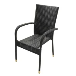 Pack de 8 sillas de terraza ratán antracita 94x48x64 cm