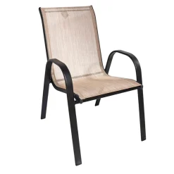 Pack de 4 sillas de terraza tela marrón/beige 90x54x68 cm