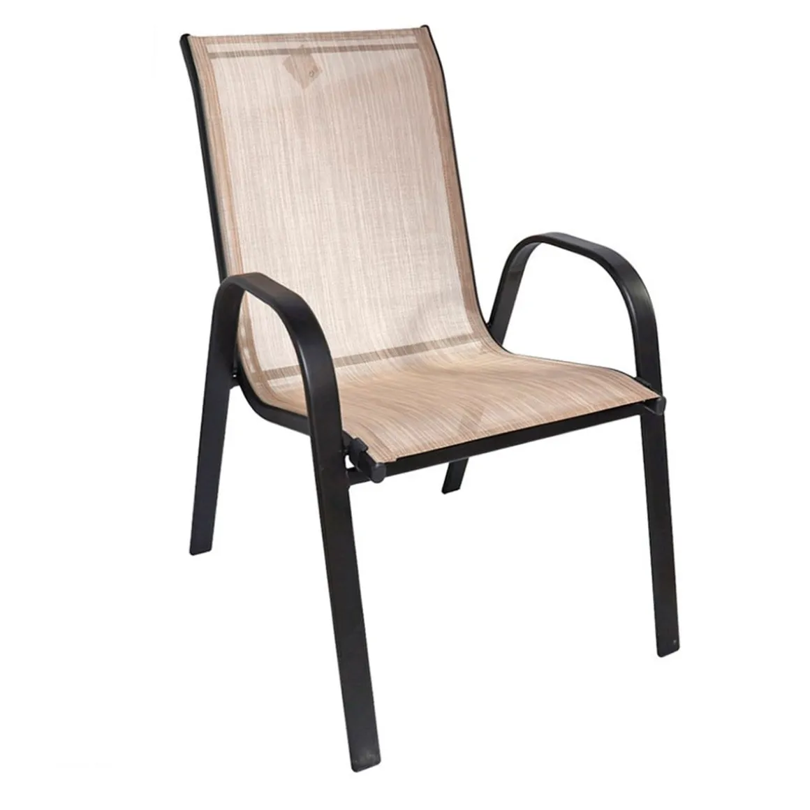 Pack de 6 sillas de terraza tela marrón/beige 90x54x68 cm