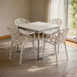 Pack de 4 sillas Dolce diseño ovalado blanco 79x59x59 cm
