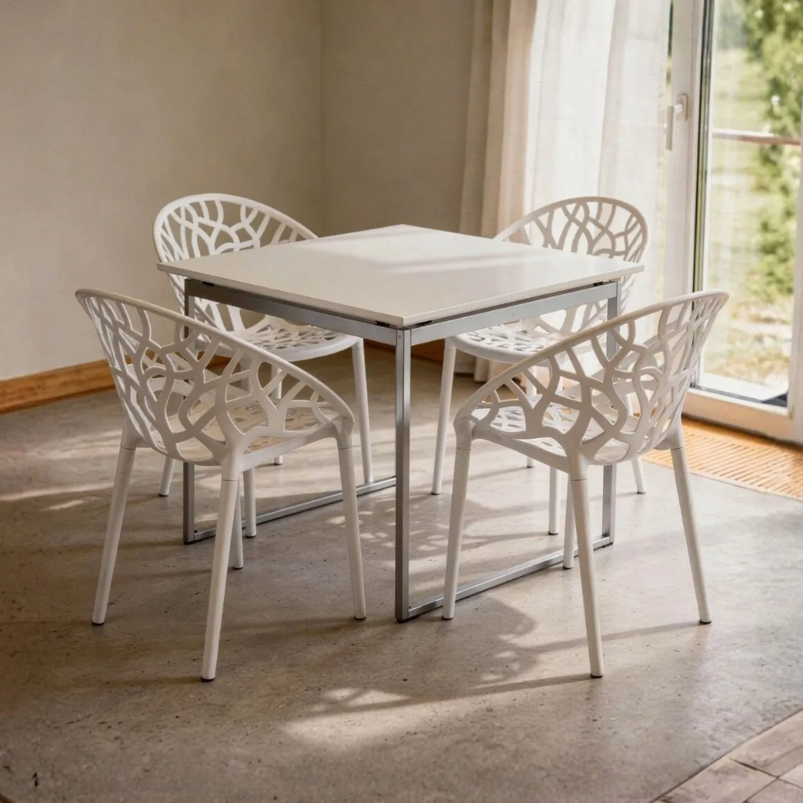 Pack de 4 sillas Dolce diseño ovalado blanco 79x59x59 cm