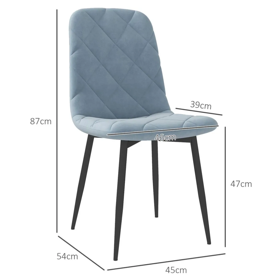 Pack de 4 sillas Egipto Homcom tapizadas terciopelo 87x45x54 cm