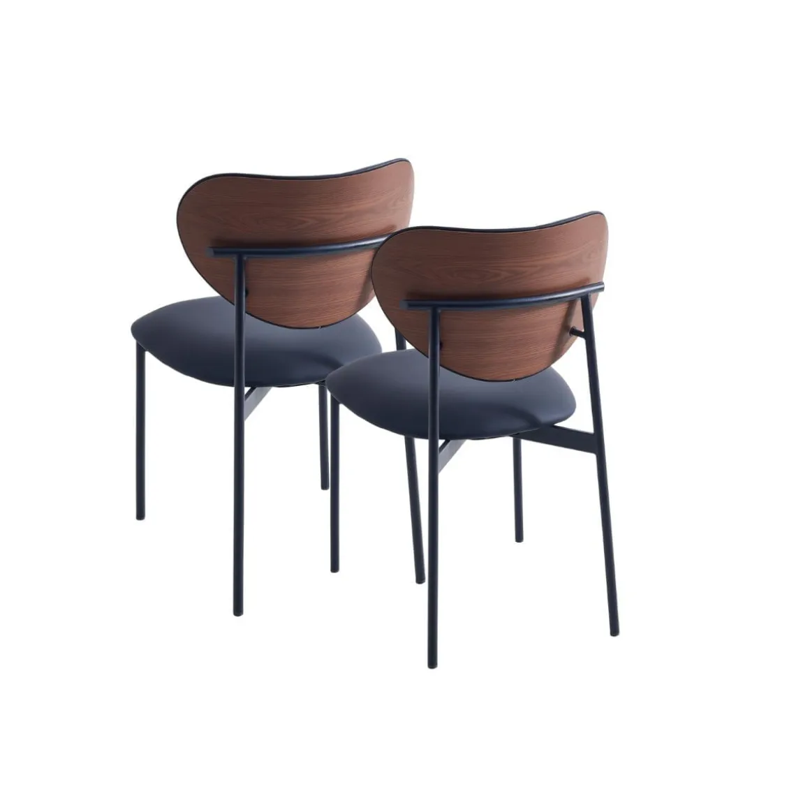 Pack de 2 sillas Eva respaldo curvado negro 85x52x47 cm