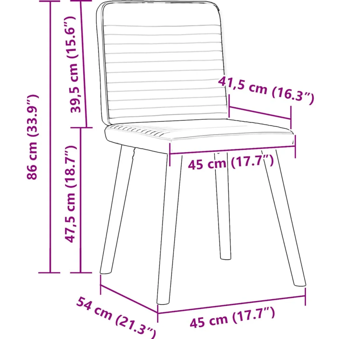 Pack de 2 sillas Koika con respaldo acolchado 86x45x54 cm