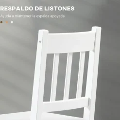 Pack de 2 sillas Lanzarote Homcom madera de pino blanco 85,5x41x46,5 cm