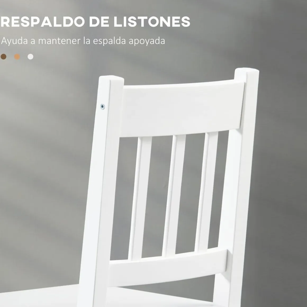 Pack de 2 sillas Lanzarote Homcom madera de pino blanco 85,5x41x46,5 cm