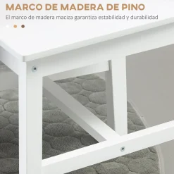 Pack de 2 sillas Lanzarote Homcom madera de pino blanco 85,5x41x46,5 cm